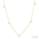 1/2 Ctw Trio Round Cut Diamond Station Necklace in 14K Yellow Gold